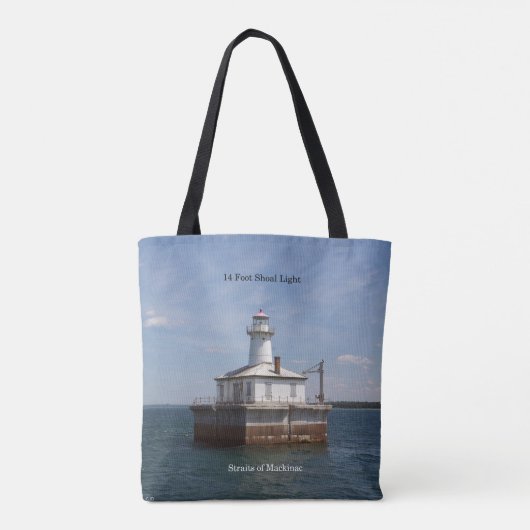 14 Foot Shoal Light over de hele canvas tas (Achterkant)