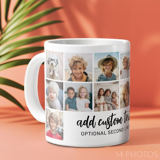 14 Fotocollage Raster - 2 Tekstvakken - zwart wit Extra Grote Beker