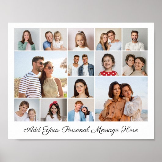 14 Fotocollage Voeg uw eigen groet toe Poster (Voorkant)