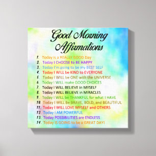 14 Good Morning Affirmations - Positief denken Canvas Afdruk