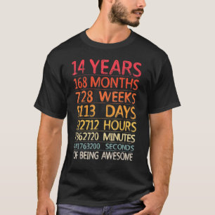 14 jaar 168 maanden 728 weken verjaardag veertiend t-shirt