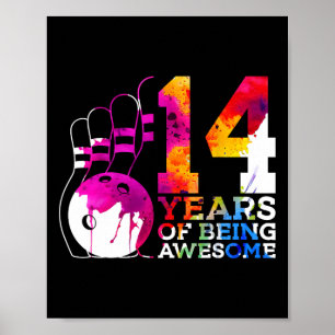 14 jaar Geweldige bowling 14e verjaardag Poster