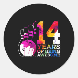 14 jaar Geweldige bowling 14e verjaardag Ronde Sticker