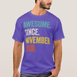 14 jaar Geweldige sinds november 2008 14e geboorte T-shirt