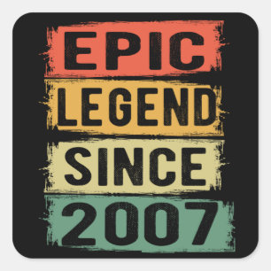 14 jaar oud bday 2007 epische legende 14e verjaard vierkante sticker