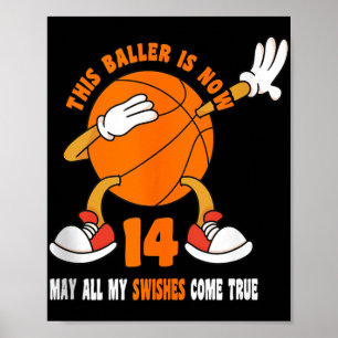 14 Jaar Oud Gelukkig 14e Verjaardag Basketbal 14e  Poster