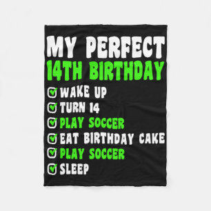14 jaar oud Mijn perfecte 14e verjaardag Voetbal 1 Fleece Deken