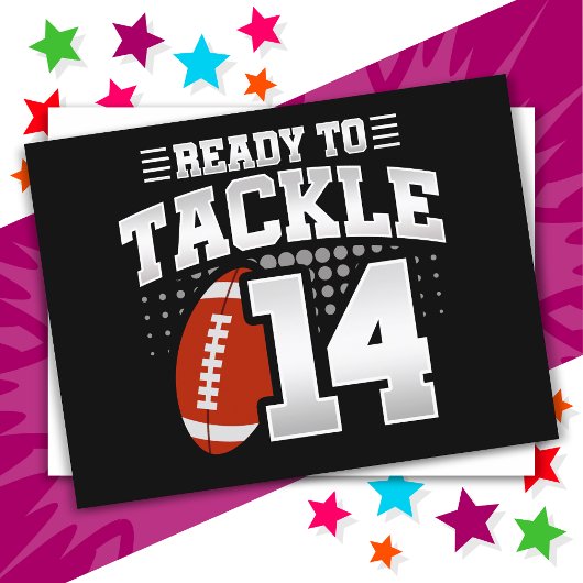 14 Jaar Oud Tackle Voetbal Feestje 14e Verjaardag Briefkaart