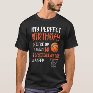 14 jaar oude Basketball Birthday Party 14th Boy Bd T-shirt