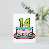 14 jaar oude Birthday Cake Briefkaart (Staand voorkant)