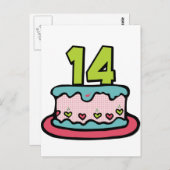 14 jaar oude Birthday Cake Briefkaart (Voorkant / Achterkant)