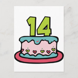 14 jaar oude Birthday Cake Briefkaart