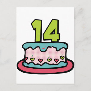 14 jaar oude Birthday Cake Briefkaart