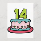 14 jaar oude Birthday Cake Briefkaart (Voorkant)