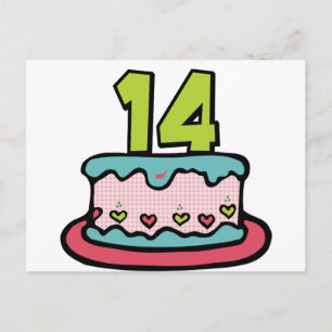14 jaar oude Birthday Cake Briefkaart