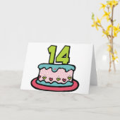 14 jaar oude Birthday Cake Kaart (Gele Bloem)