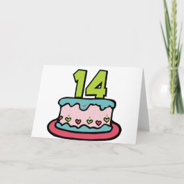 14 jaar oude Birthday Cake Kaart