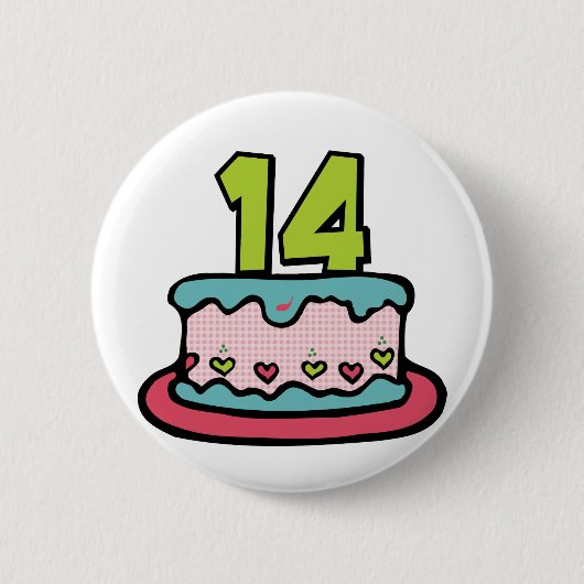 14 jaar oude Birthday Cake Ronde Button 5,7 Cm (Voorkant)