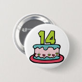 14 jaar oude Birthday Cake Ronde Button 5,7 Cm (Voorkant /achterkant)