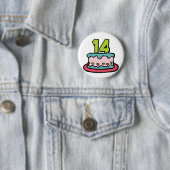 14 jaar oude Birthday Cake Ronde Button 5,7 Cm (In situ)