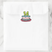14 jaar oude Birthday Cake Ronde Sticker (Tas)