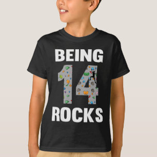 14-jarige rotsklimmer verjaardag 14e klimmer Bei T-shirt