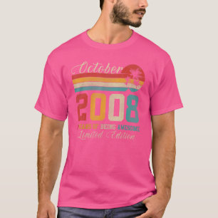 14 oktober Oude Vintage 2008 14e verjaardag T-shirt