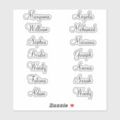 14 Prénoms | Stickers Calligraphie élégant (Feuille)