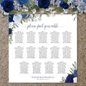 14 Tabel Blauwe Boho Floral Wedding Seating Chart Poster