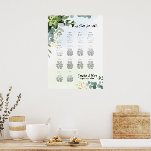 14 Tableau Mariage Tableau de siège Vert Eucalyptu (Cuisine)