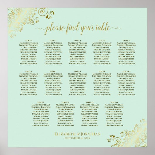 14 Tableau Monnaie Mariage vert et or (Devant)