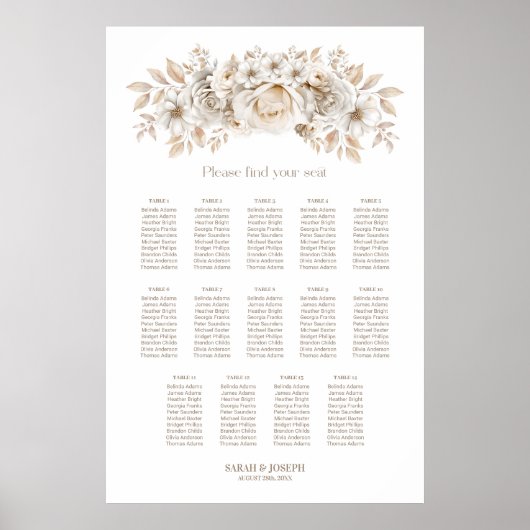 14 Tableau Tableau blanc Mariage floral (Devant)