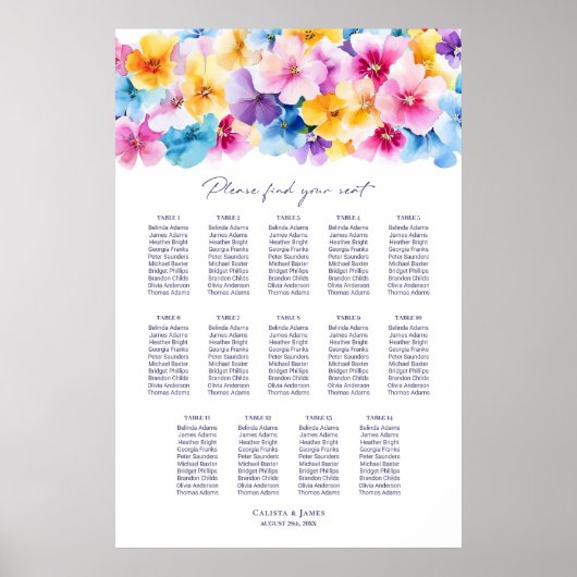 14 Tableau Tableau Coloré Mariage Floral (Devant)