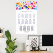 14 Tafel Kleurrijke Bloemen Trouwstoel Grafiek Poster (Thuiskantoor)