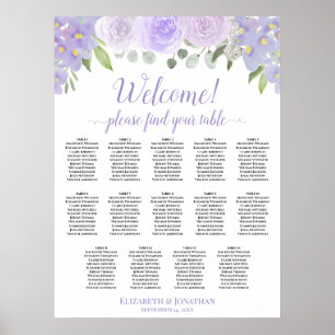 14 tafel lavendel bloem bruiloft zitplaatsenkaart poster