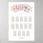 14 Tafel Roze Bloemen Huwelijk Zitting Grafiek Poster (Voorkant)