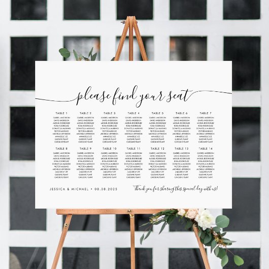 14 Tafels Modern Stoelzoeker Zitplaats Chart Poster