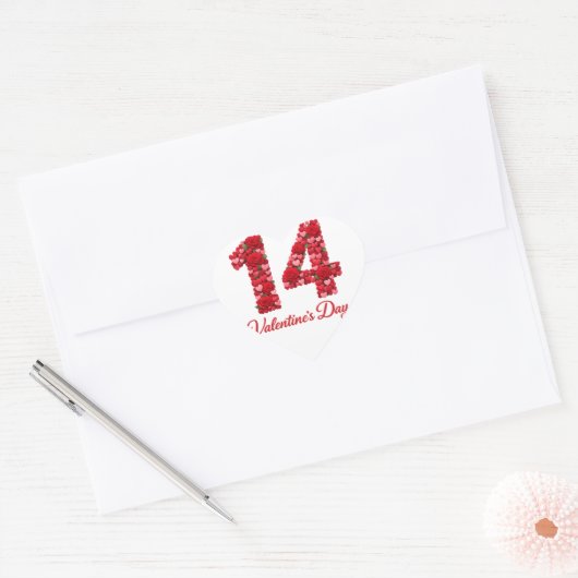 14 Valentine’s Day Heart Number Sticker | Romantic (Enveloppe)