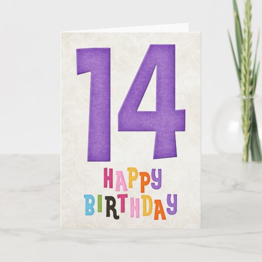 14e anniversaire Bonne carte d'anniversaire Design (Devant)