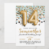 14e anniversaire Confetti Invitation (Devant / Derrière)