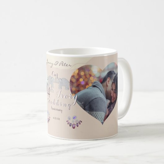 14e anniversaire du Mariage Mug de café ivoire (Devant droit)