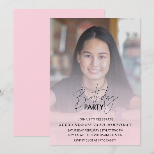 14e anniversaire invitation Anniversaire fête Phot (Devant / Derrière)