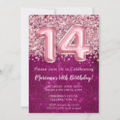14e anniversaire Invitation Girl Magenta Parties s (Devant)