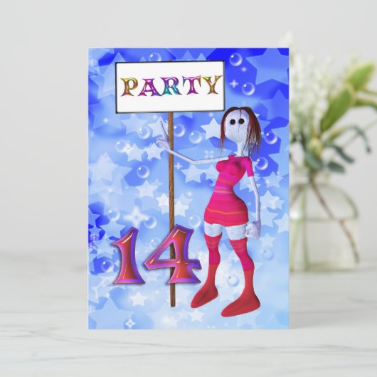 14e anniversaire panneau de réception invitation (Debout devant)