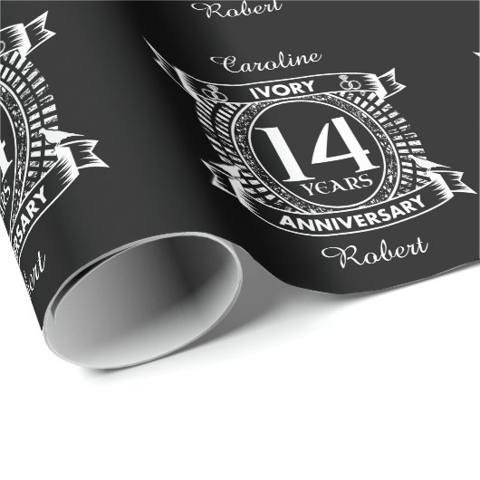 14e bruiloft IVORY-verjaardag Cadeaupapier (Rol Hoek)