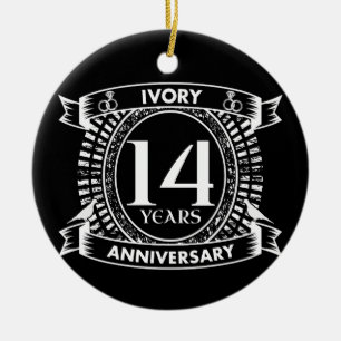 14e bruiloft IVORY-verjaardag Keramisch Ornament