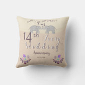 14e bruiloft Jubileum Opals & Elephants Ivory T Kussen (Achterkant)