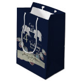 14e bruiloft Jubileum Opals & Elephants Navy Medium Cadeauzakje (Achterkant Gekanteld)