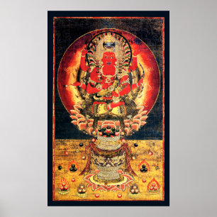 14e eeuw Boeddhist Aizen Myoo schilderen Poster