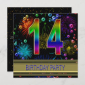 14e fête d'anniversaire Invitation avec bulles (Devant / Derrière)